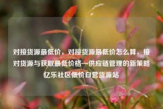 对接货源最低价，对接货源最低价怎么算，接对货源与获取最低价格—供应链管理的新策略亿乐社区低价自营货源站