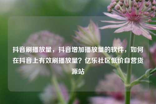抖音刷播放量，抖音增加播放量的软件，如何在抖音上有效刷播放量？亿乐社区低价自营货源站  第1张