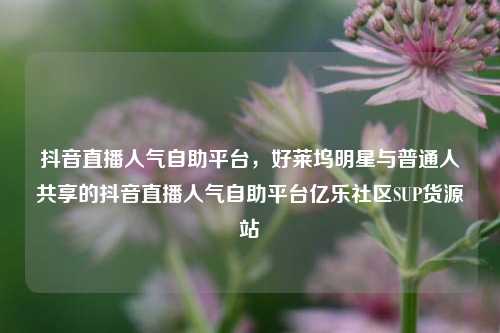 抖音直播人气自助平台，好莱坞明星与普通人共享的抖音直播人气自助平台亿乐社区SUP货源站  第1张