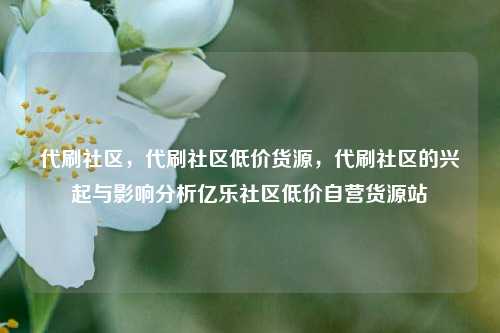 代刷社区	，代刷社区低价货源，代刷社区的兴起与影响分析亿乐社区低价自营货源站  第1张