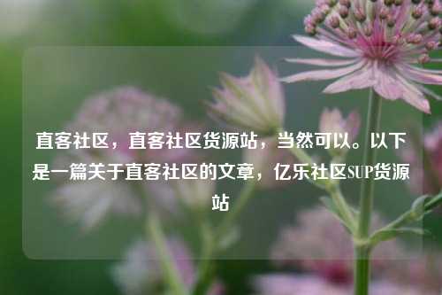 直客社区，直客社区货源站	，当然可以。以下是一篇关于直客社区的文章，亿乐社区SUP货源站  第1张